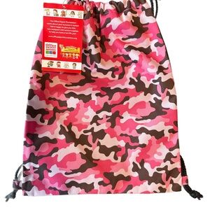 Pink and Brown Camouflage Drawstring Bag
